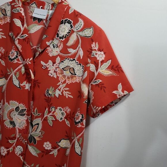 Orange Alfred Dunner Floral Buttoned up Shirt - Picture 9 of 9